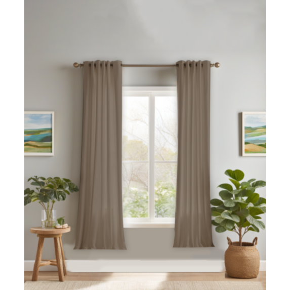 Rideau occultant 140 x 180 cm marron taupe - MAISON BONHEUR