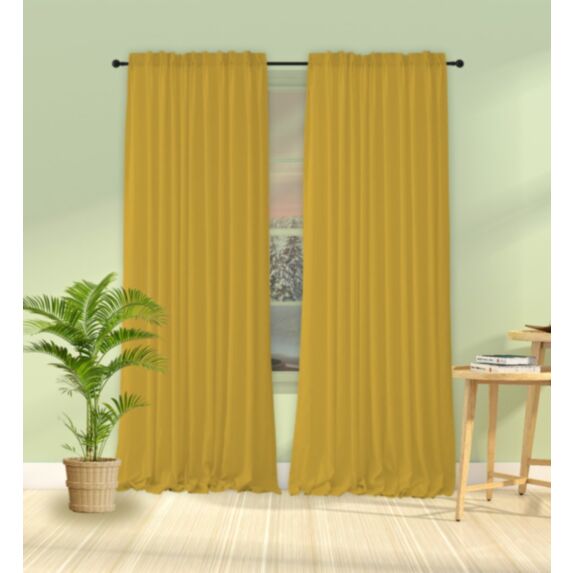 Rideau Oxford polyester 140 x 240 cm jaune moutarde - MAISON BONHEUR