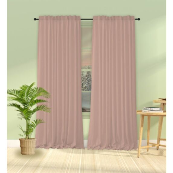Rideau Oxford polyester 140 x 240 cm rose clair - MAISON BONHEUR