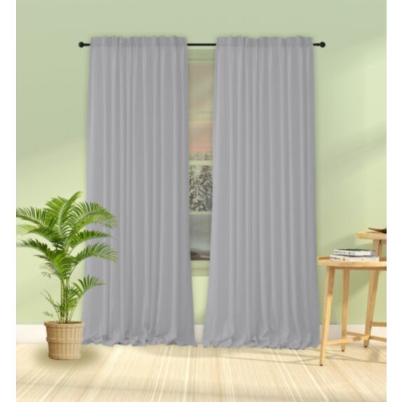 Rideau Oxford polyester 140 x 240 cm gris clair - MAISON BONHEUR
