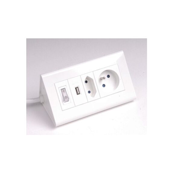 Bloc triangle 1x2P + 1x2P+t + 1USB + inter