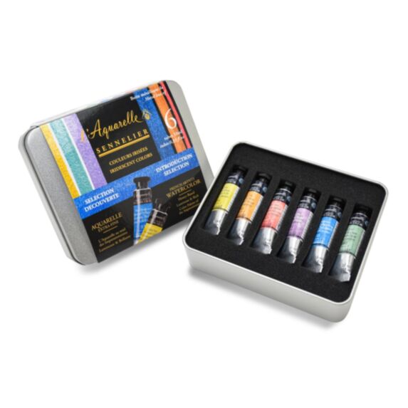 Boîte 6 tubes 10 mL aquarelle irisée Découverte - SENNELIER