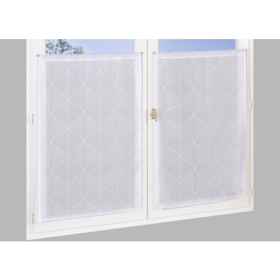 Vitrage imprimé dévoré feuille grise 60 x 90 cm blanc - CARPENTIER