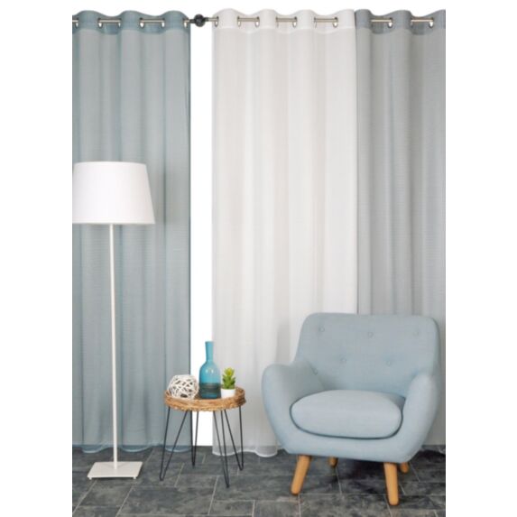 Rideau jacquard filet 140 x 240 cm gris - CARPENTIER