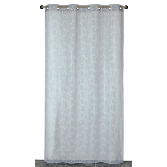 Voilage imprimé gomme 70's metalisé 140 x 240 cm gris - CARPENTIER
