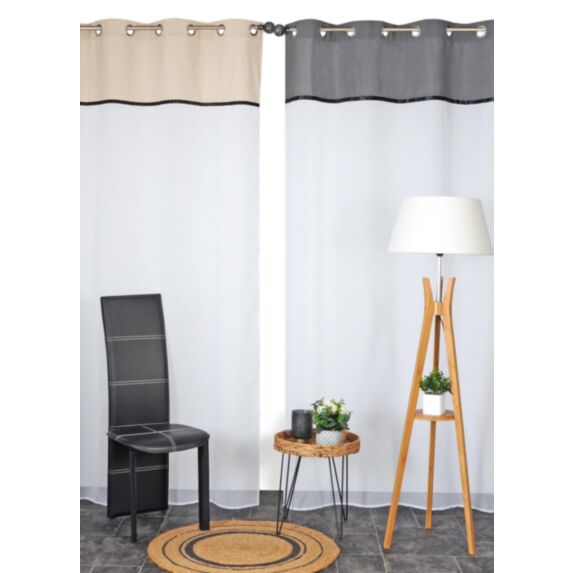 Voilage parement contraté naturel 140 x 240 cm blanc - CARPENTIER