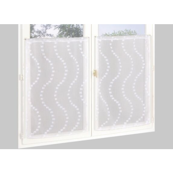 Vitrage jacquard reliéfé vague 60 x 90 cm blanc - CARPENTIER