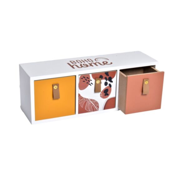 Boîte de rangement 3 tiroirs Boho Home 34 x 12 x 10 cm 