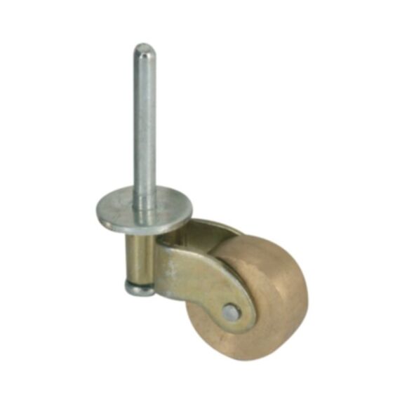 Roulette déco sur tige fixe D24mm 20Kg acier laitonné