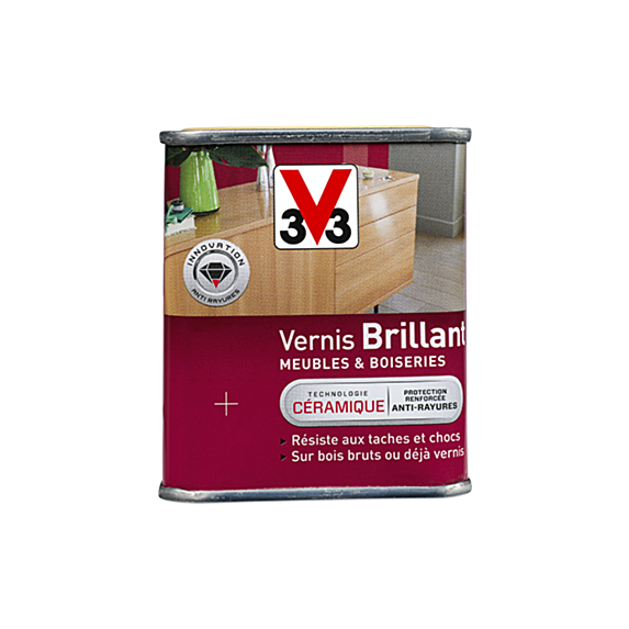 Vernis brillant meubles & boiseries chêne moyen 0,25 L - V33