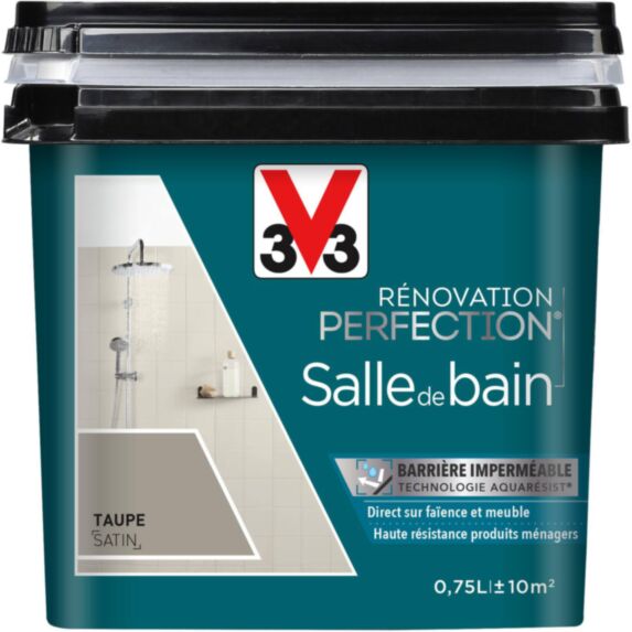 Peinture rénovation salle de bain taupe satin 0,75l - V33