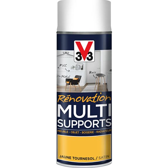 Peinture Rénovation Multisupport tournesol satin aérosol 400 ml - V33