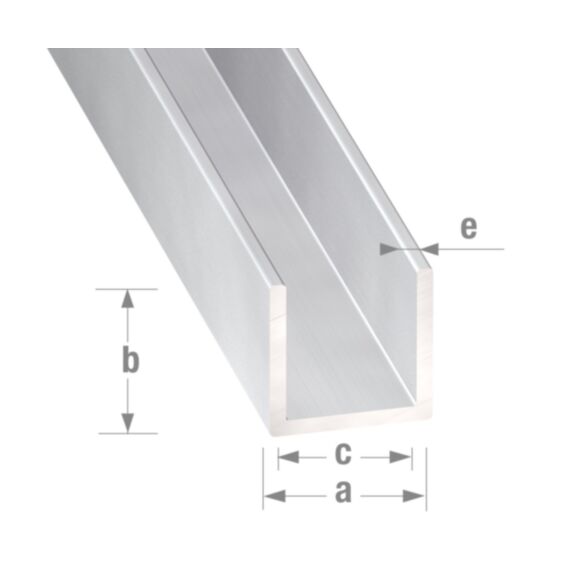 Profilé U alu anodisé incolore 20 x 20 x 20 x 1,5 mm int.17 2m - CQFD