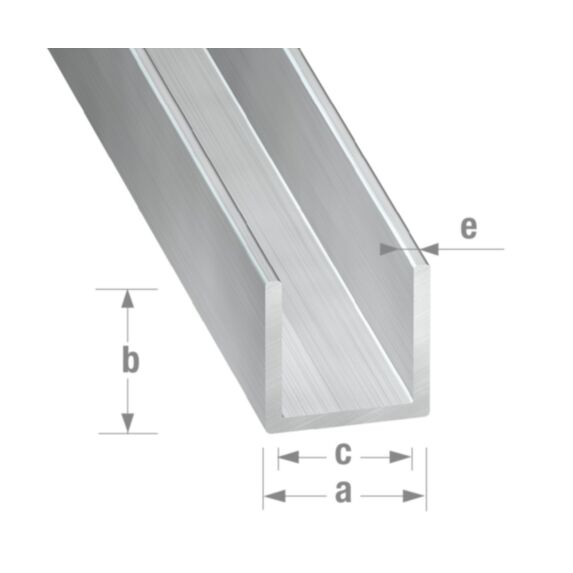 Profilé U alu brut 10 x 13 x 10 x 1,5 mm int.10 2m - CQFD