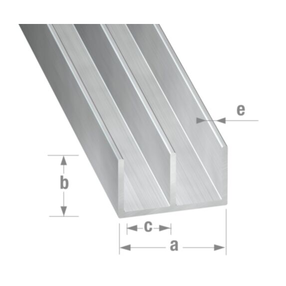 Profilé double U alu brut 10 x 16 x 10 x 1,3 mm int.6 1m - CQFD