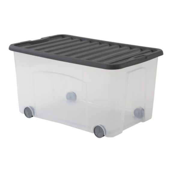 Bac plastique roller Ventilo 50 L transparent couvercle gris - SUNDIS