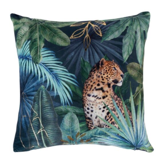 Housse de coussin carrée velours Nehila 40 x 40 cm vert/doré - OSTARIA