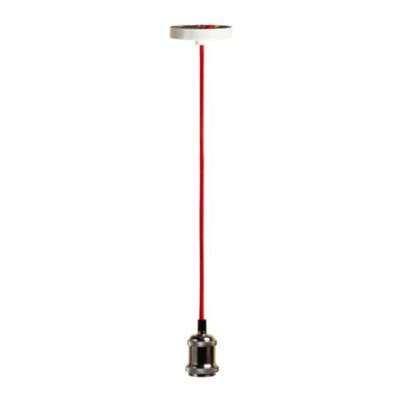 Suspension cordon électrique tissu H100 cm métal rouge - OSTARIA