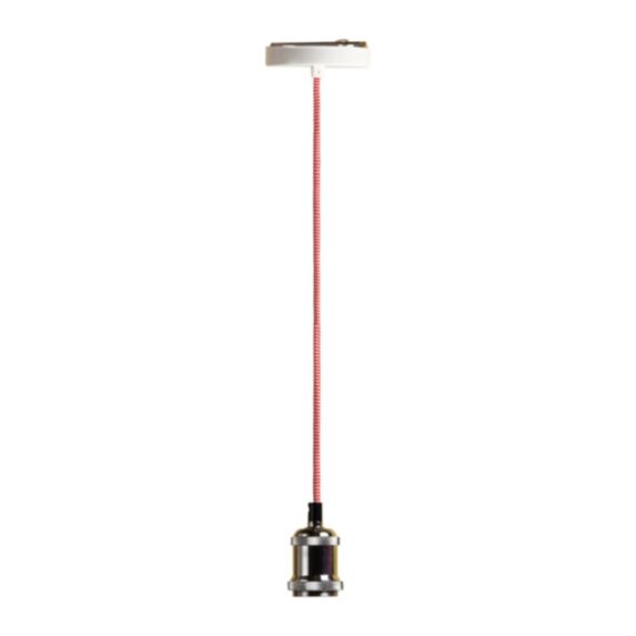 Suspension cordon électrique tissu H100 cm métal rouge/blanc - OSTARIA