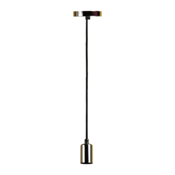 Suspension cordon électrique tissu H100 cm métal noir/chromé - OSTARIA
