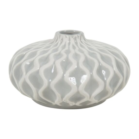 Vase céramique texturé Ø15,5 x H8,5 cm gris - OSTARIA
