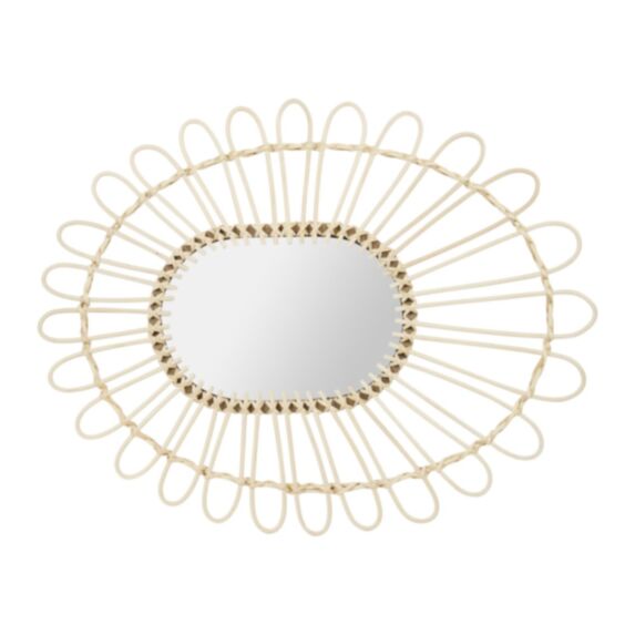 Miroir ovale Flower 47 x 60 cm rotin naturel - OSTARIA