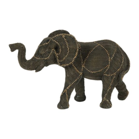 Décoration à poser Elephant perlé 26 x 17 cm résine noir - OSTARIA