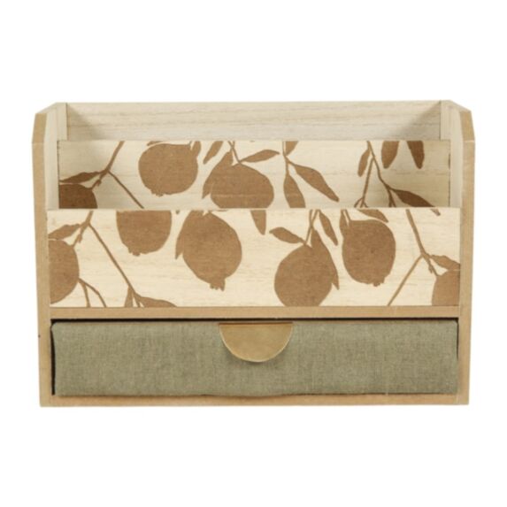Rangement de bureau Feuilles 22 x 9,5 x 15 cm bois/tissu - OSTARIA 