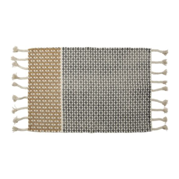 Tapis décoratif Géométrique 90 x 60 cm coton noir/marron - OSTARIA