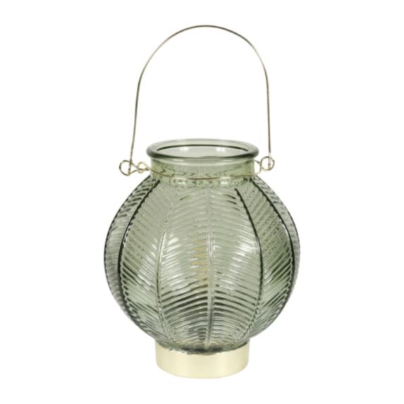 Lanterne led Jane Ø15 x H27 cm métal doré /verre vert - OSTARIA