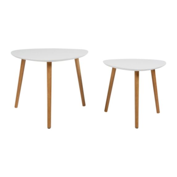 Lot de 2 tables d'appoint tripode blanche en bois 60 x 60 x 48 cm - OSTARIA