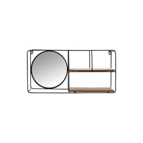 Etagère murale miroir 55 x 26 cm bois/métal noir - OSTARIA