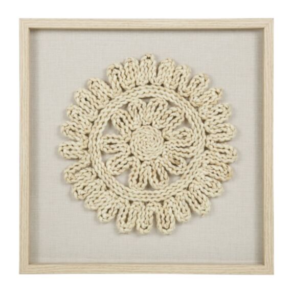 Décoration murale cadre Mandala 42 cm tissé naturel - OSTARIA