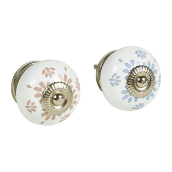 Boutons de meuble décoratifs Ø4,5 cm céramique blanc - OSTARIA
