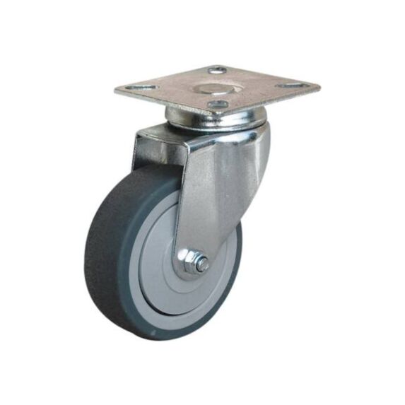 Roulette pivotante à platine caoutchouc noir Ø100mm charge 70kg - CIME