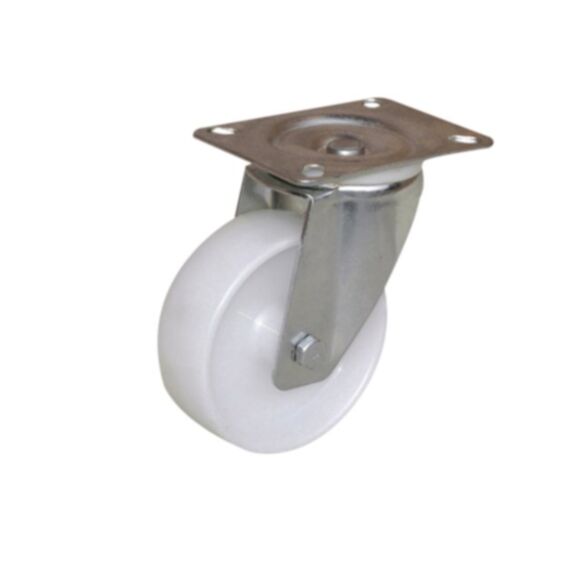Roulette de collectivité à platine pivotante polypropylène blanc Ø80mm - Charge supportée 80kg - GUITEL.M