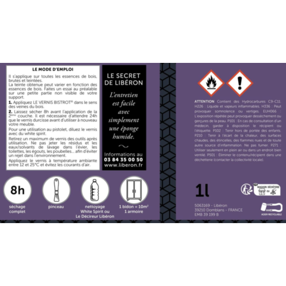 Vernis Bistrot brillant incolore 0,5 L - LIBERON