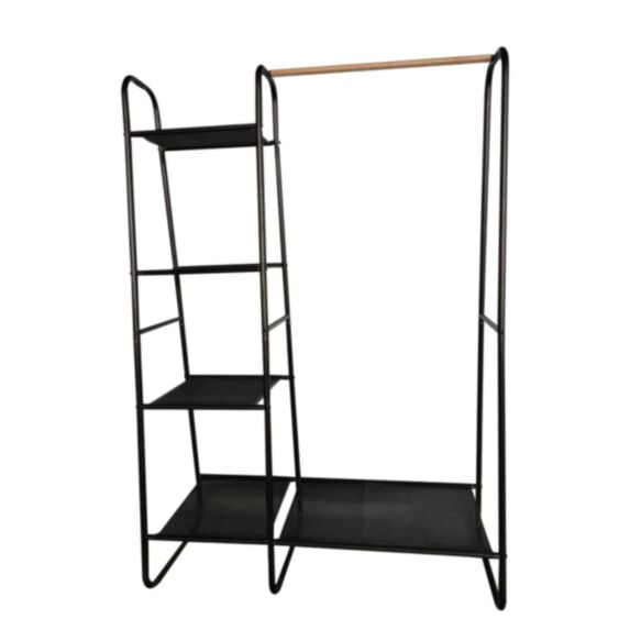 Portant à vêtements métal noir avec étagères 100 x 40 x 150 cm - FRANDIS 