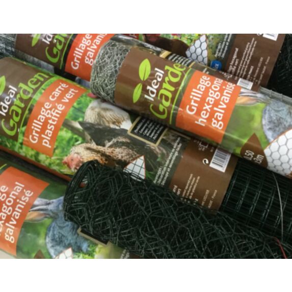 Grillage carré plastifié 12,7 mm 1,5 x 5 m vert - IDEAL GARDEN
