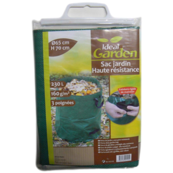 Sac jardin haute résistance 3 poignées 230 L 65 x 70 cm - IDEAL GARDEN