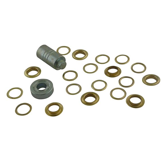 25 œillets pour bâches acier laitonné ø12mm + outil de pose 