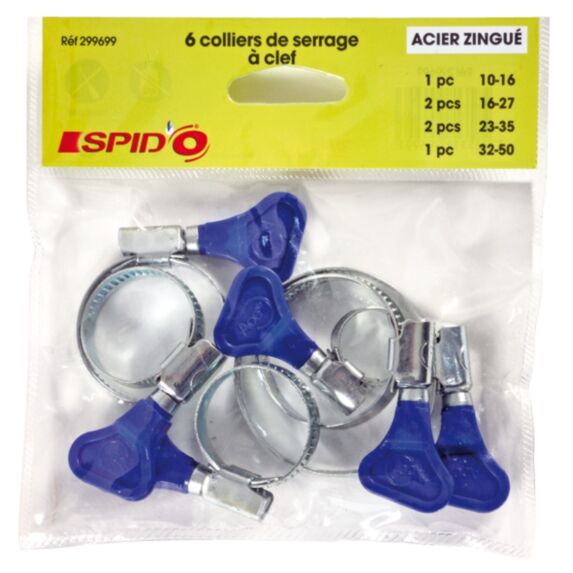 6 colliers de serrage bande acier serrage à clefs - SPID'O