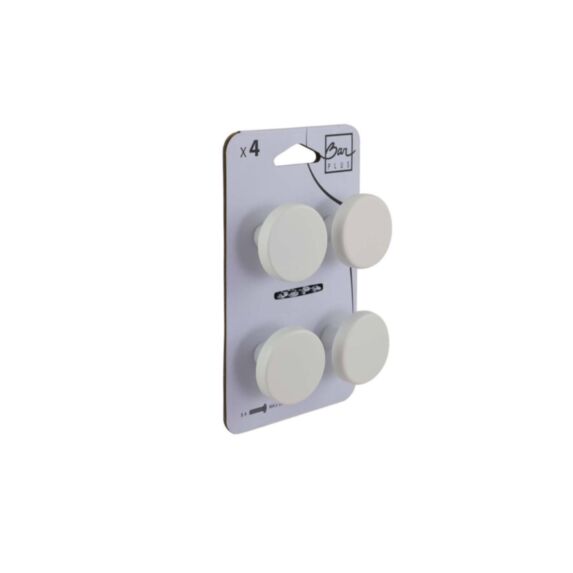 Set de 4 boutons de meuble rond acier blanc - BAR PLUS