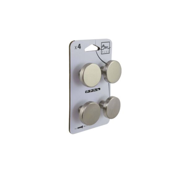 Set de 4 boutons de meuble rond acier brossé - BAR PLUS