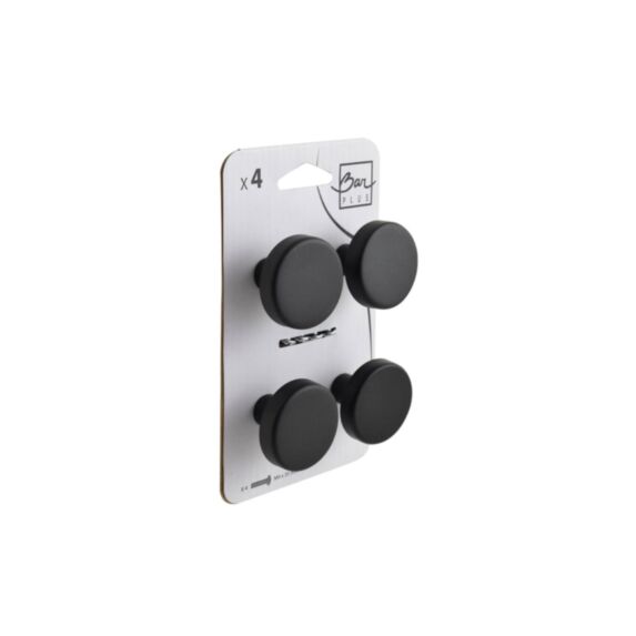 Set de 4 boutons de meuble rond acier noir - BAR PLUS