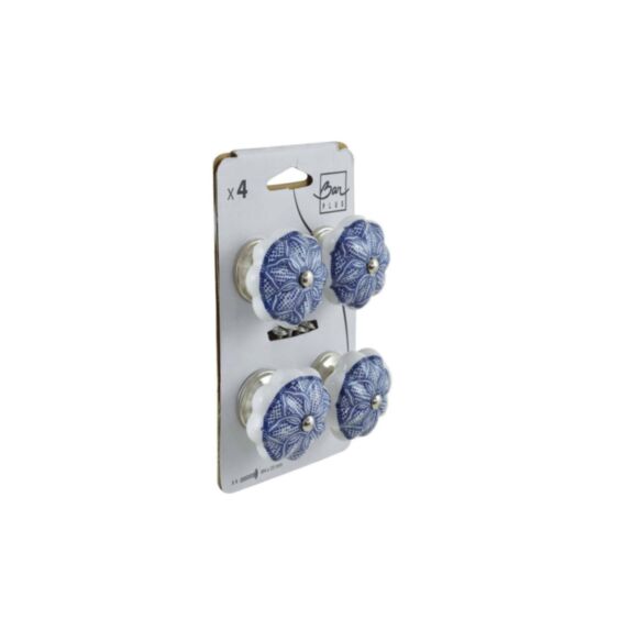 Set de 4 boutons de meuble Maille bleu porcelaine - BAR PLUS