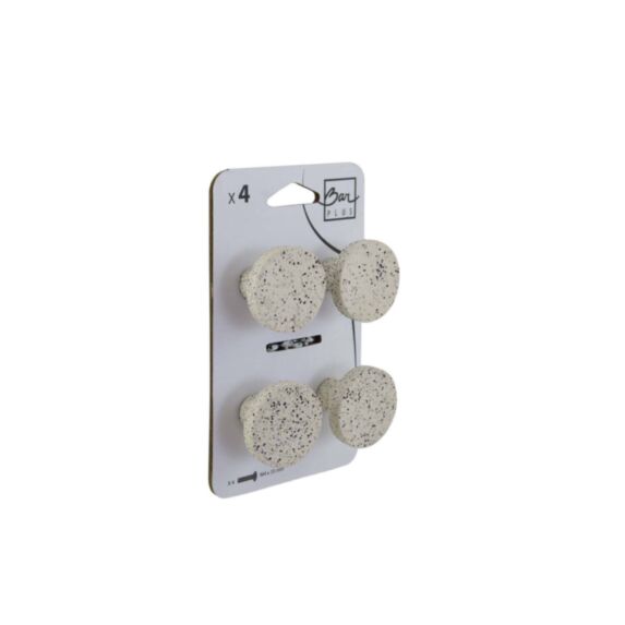 Set de 4 boutons de meuble rond ciment moucheté - BAR PLUS