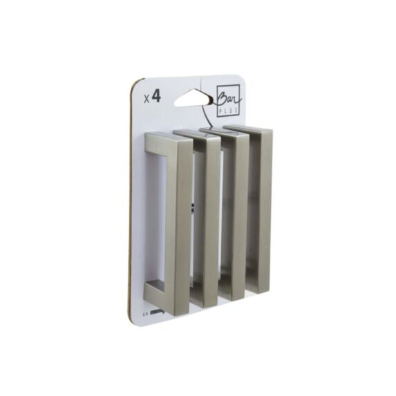 Set de 4 boutons de meuble carré 96 mm acier brossé - BAR PLUS