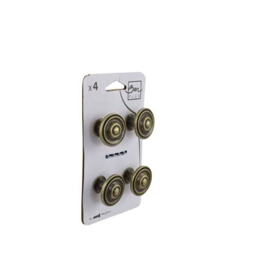 Set de 4 boutons de meuble zamack Ø35 mm gris laiton - BAR PLUS