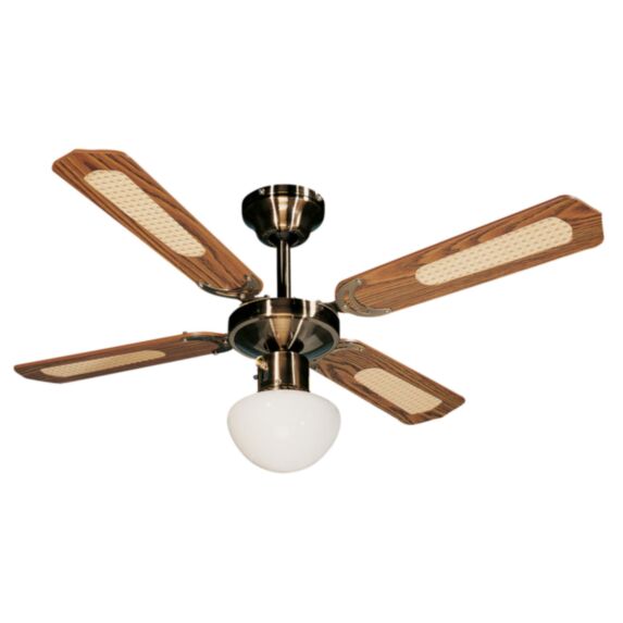 Ventilateur de plafond 3 vitesses + lampe Bali bois - FARELEK